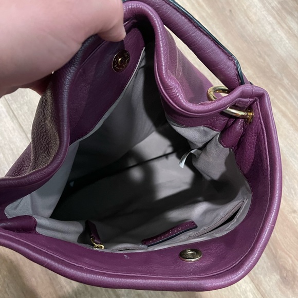 Marc Jacobs Satchel Grained Hobo Purse Bag Crossbody Shoulder Purple Leather - Picture 3 of 7